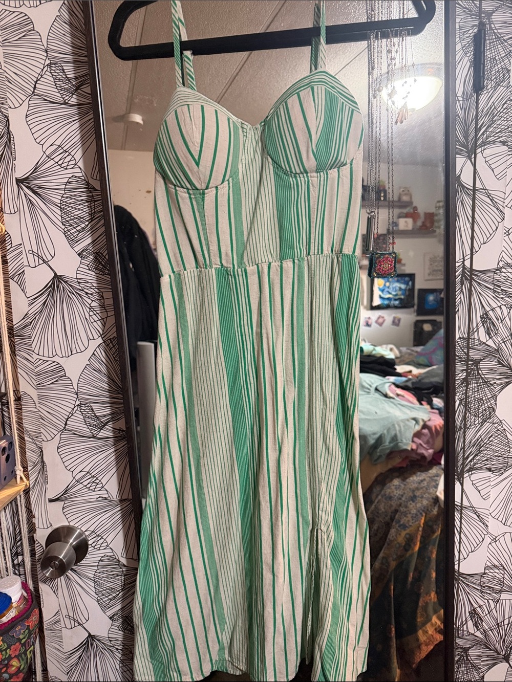 Lily Rose Green and White Striped Midi Dress